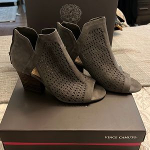 Vince Camuto heeled bootie sandal in graystone color, size 8.5.